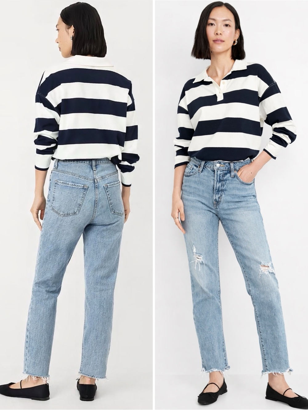 Old Navy High-Rise O.G. Straight Denim Distressed Ripped Ankle Jeans Size‎ 12
